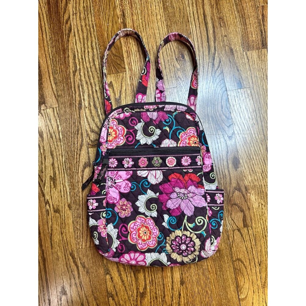 Vera Bradley Backpack Bag Brown Pink Floral